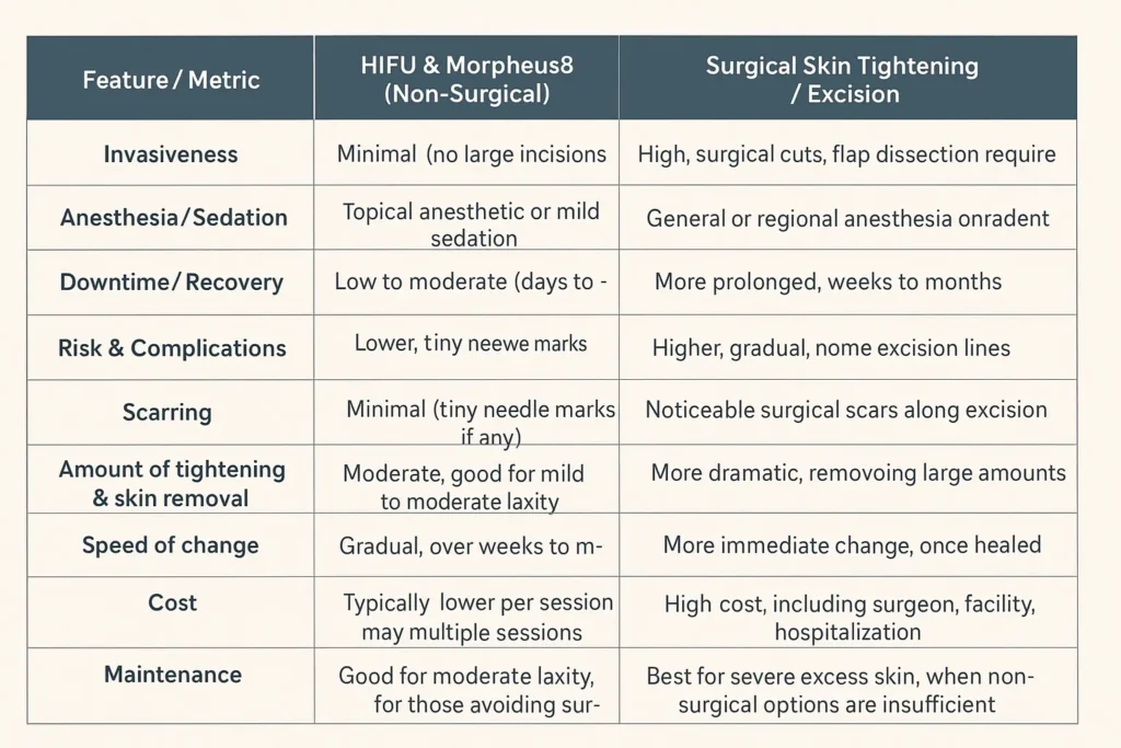 The Science of Skin Tightening 2 Table of skin tightening Epping benefits compared to surgical options